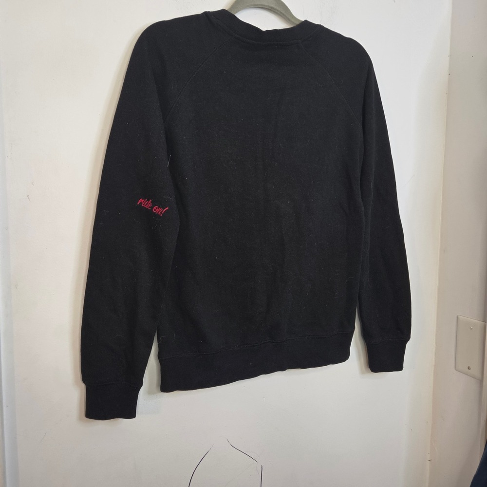 Fox Racing Womens Black Crewneck Sweatshirt Red Embroidered Logo Size M Raglan - Picture 2 of 7